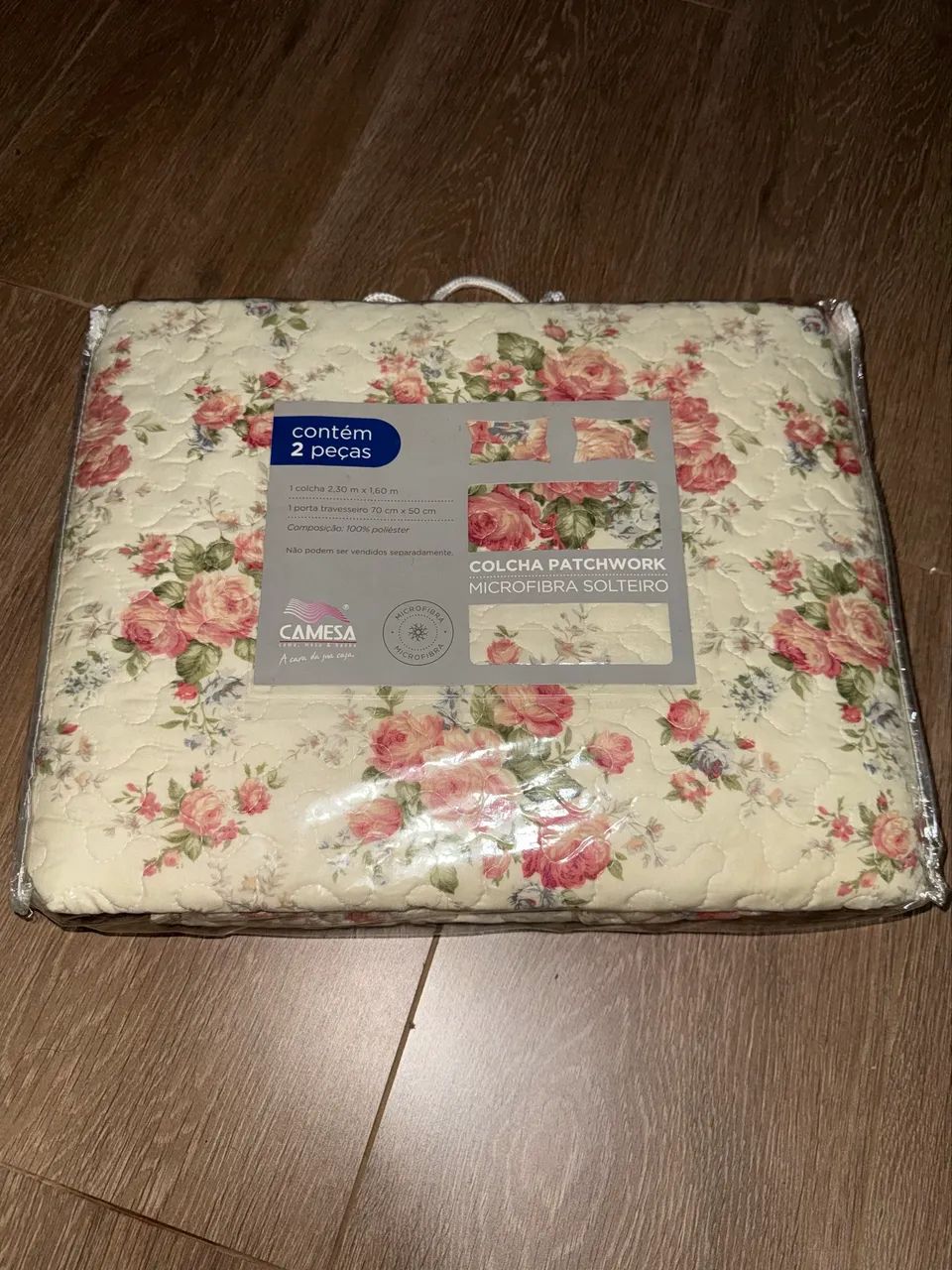 Colcha Patchwork Camesa Microfibra - Solteiro - 2 Peças - Nova - Foto 2