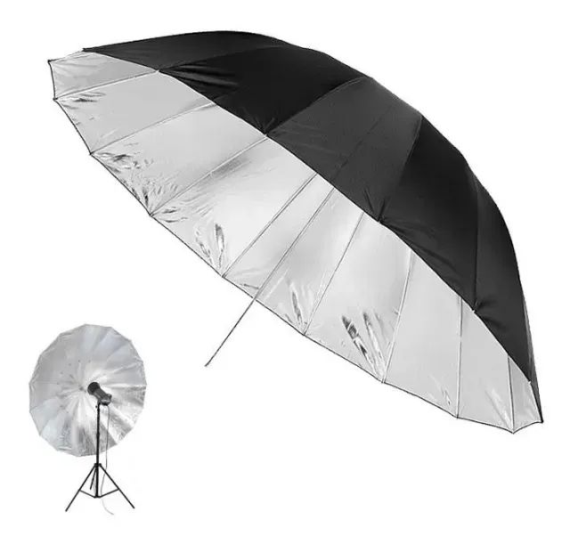 Sombrinha rebatedora prata 140 cm - Foto 2