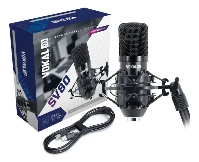 Microfone Vokal Para Gravação Sv80 Usb
