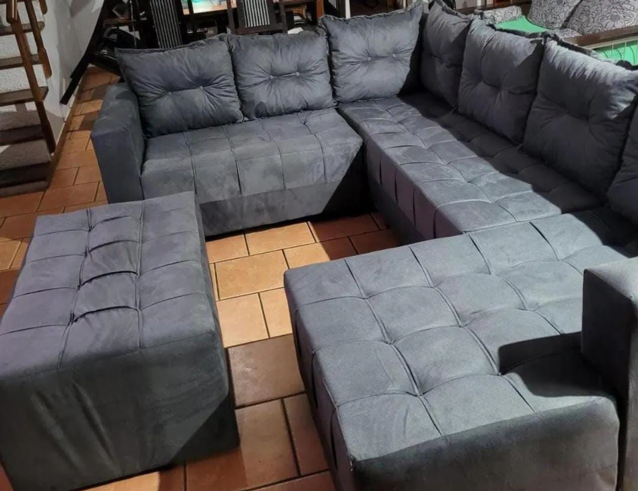 Sofás de canto com chaise 7 lugares 