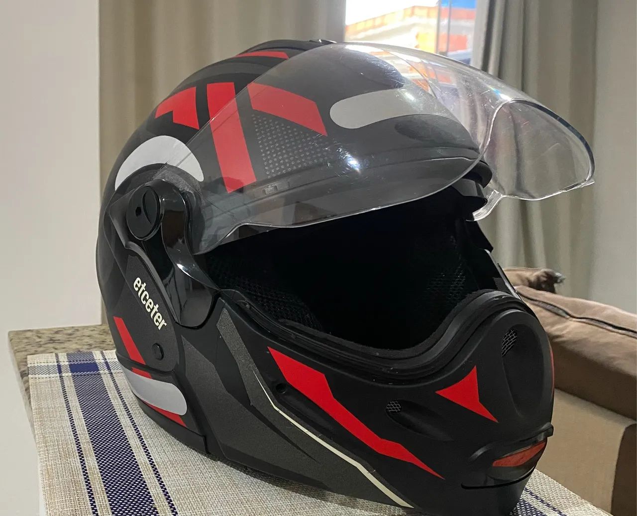 Capacete Etceter Captiva Preto e Vermelho Tam. 56 - Foto 3