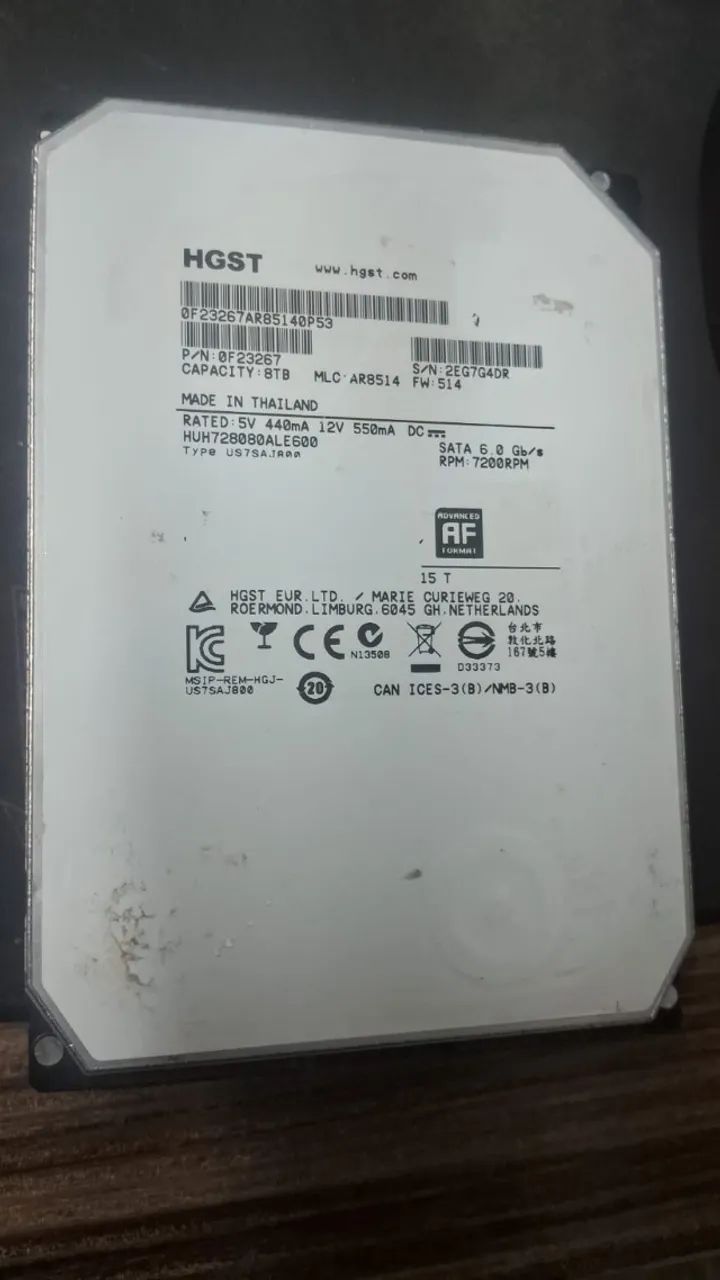 HD 8TB SATA, desktop, com ALERTA/estou usando normalmente