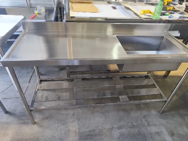 Pia Inox Industrial 2,80m Cuba 60x40 Nova Direto da Fábrica