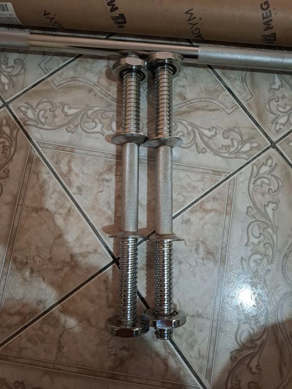 Barra aço maciço 1.20m e halter barra maciça 40cm