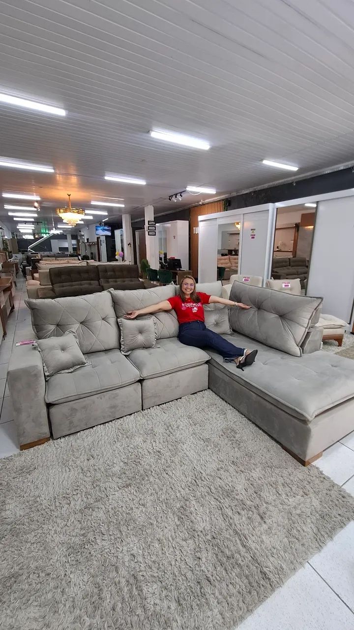 SOFA DE CANTO RETRATIL E RECLINÁVEL 
