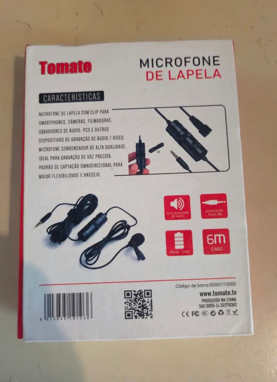 Microfone lapela tomate com fio  - Foto 2