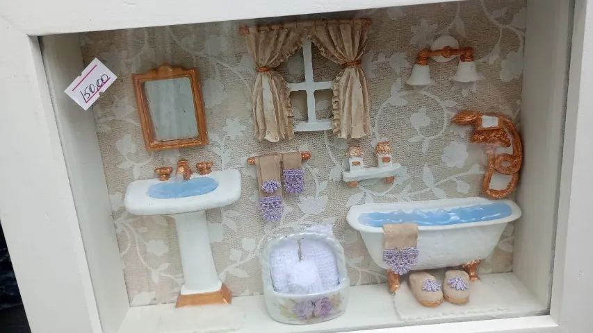 quadro 3D banheiro miniatura - Foto 3
