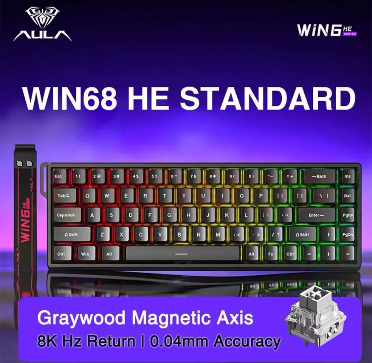 68win Link Teclado Aula Win 68HE Magnético Gamer Com Fio RGB 8000Hz Para Jogos 68 ...