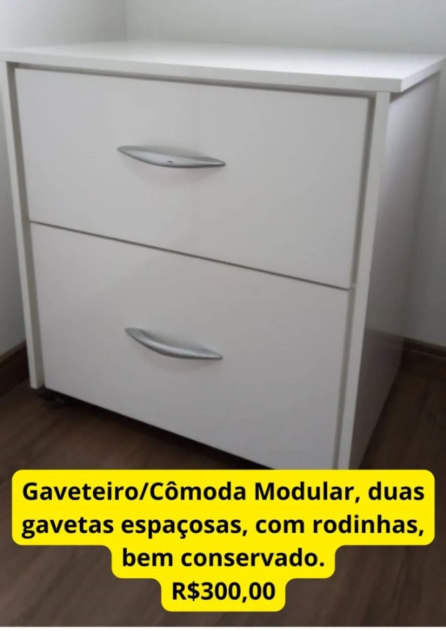 Gaveteiro Modular Cômoda Modular Branco em Madeira