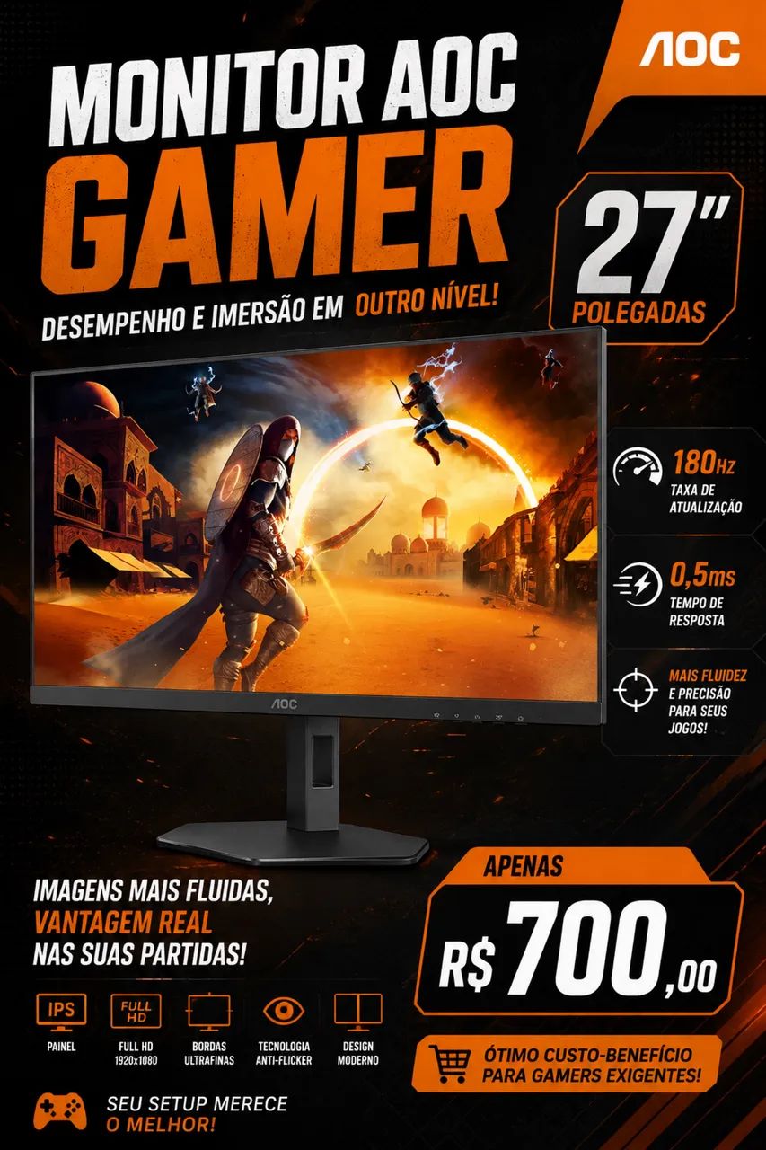 MONITOR AOC GAMER 27? ? 180Hz / 0,5ms