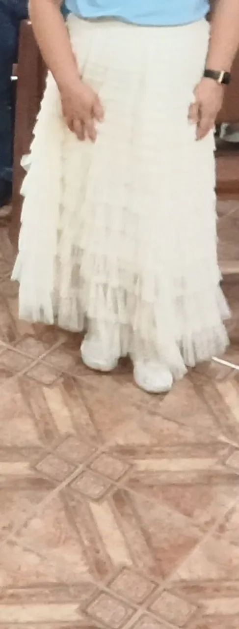 Saia babados tule 