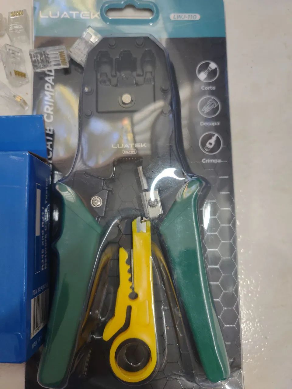 Kit manutenção rede alicate crimpador com testador e 10 conector  - Foto 3