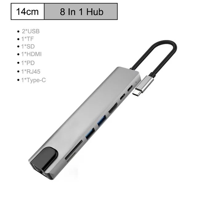 Hub Bakeey 8 Em 1 Para Macbook Pro Thunderbolt Usb C Hdmi 4k