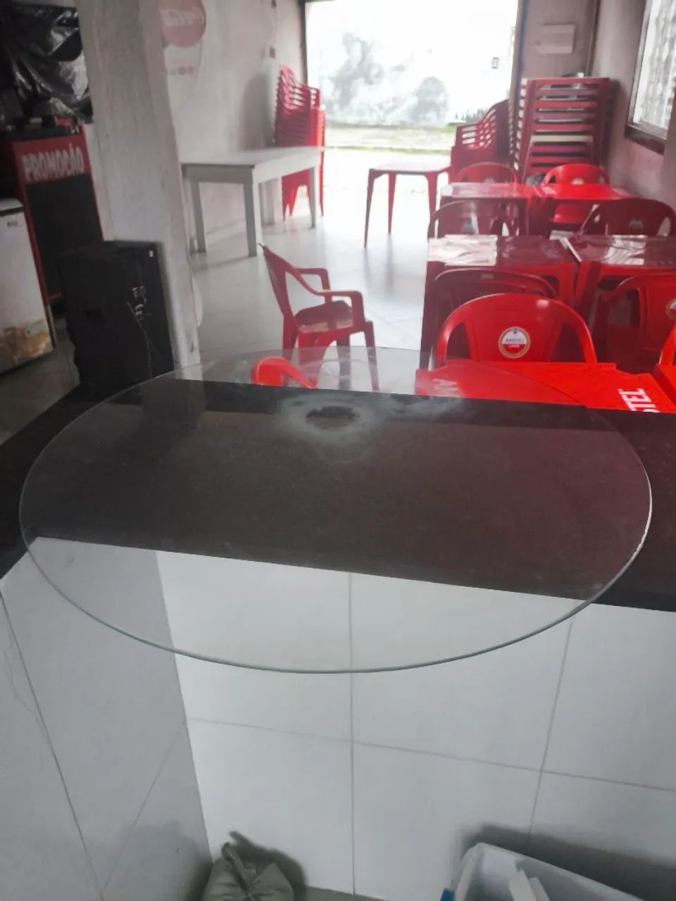 Vidro de mesa redondo