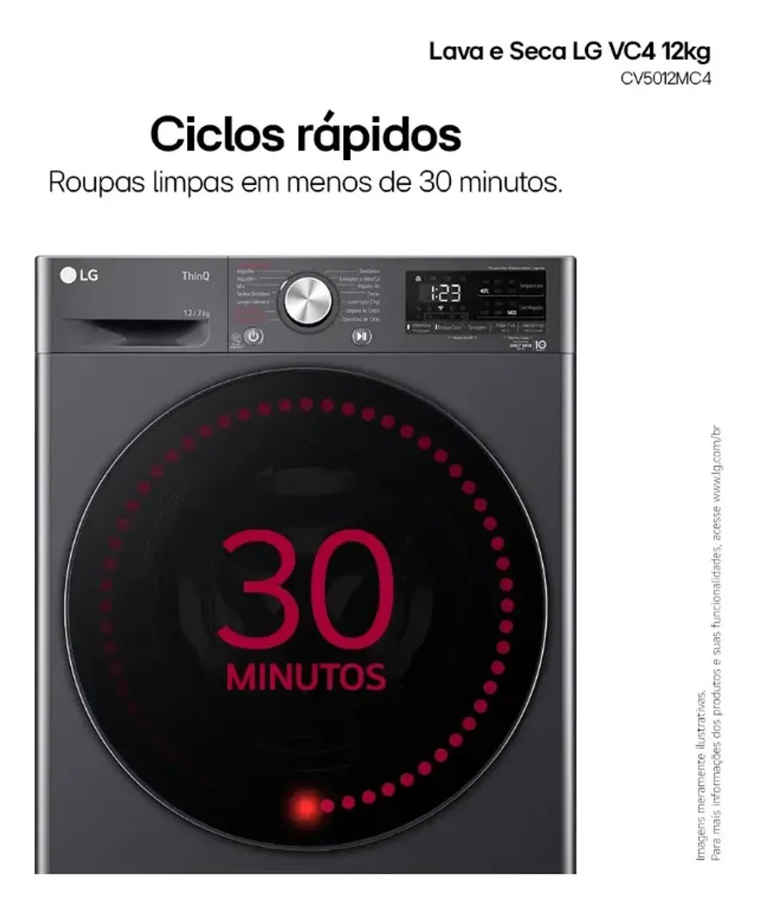 Lava e Seca Smart LG VC4 12kg Titanium com Inteligência Artificial AIDD - 220V - Foto 3