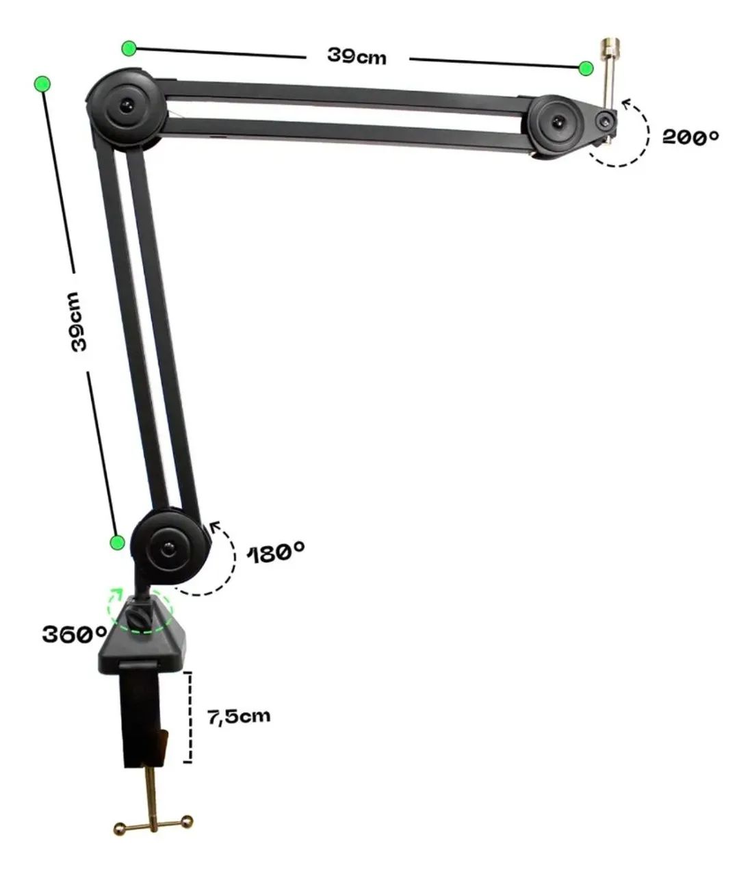 Suporte para Microfone Armer MIC-ARM Braço Articulado preto de 39.7cm - Foto 3