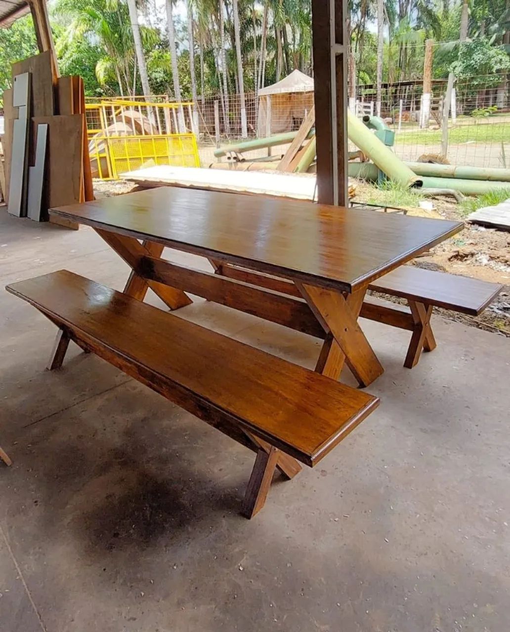 Mesa naval 2.20 x 80 com 2 bancos  - Foto 5