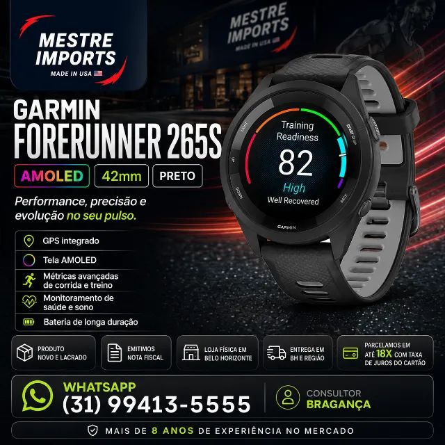 Garmin Forerunner 265S AMOLED 42mm Preto 