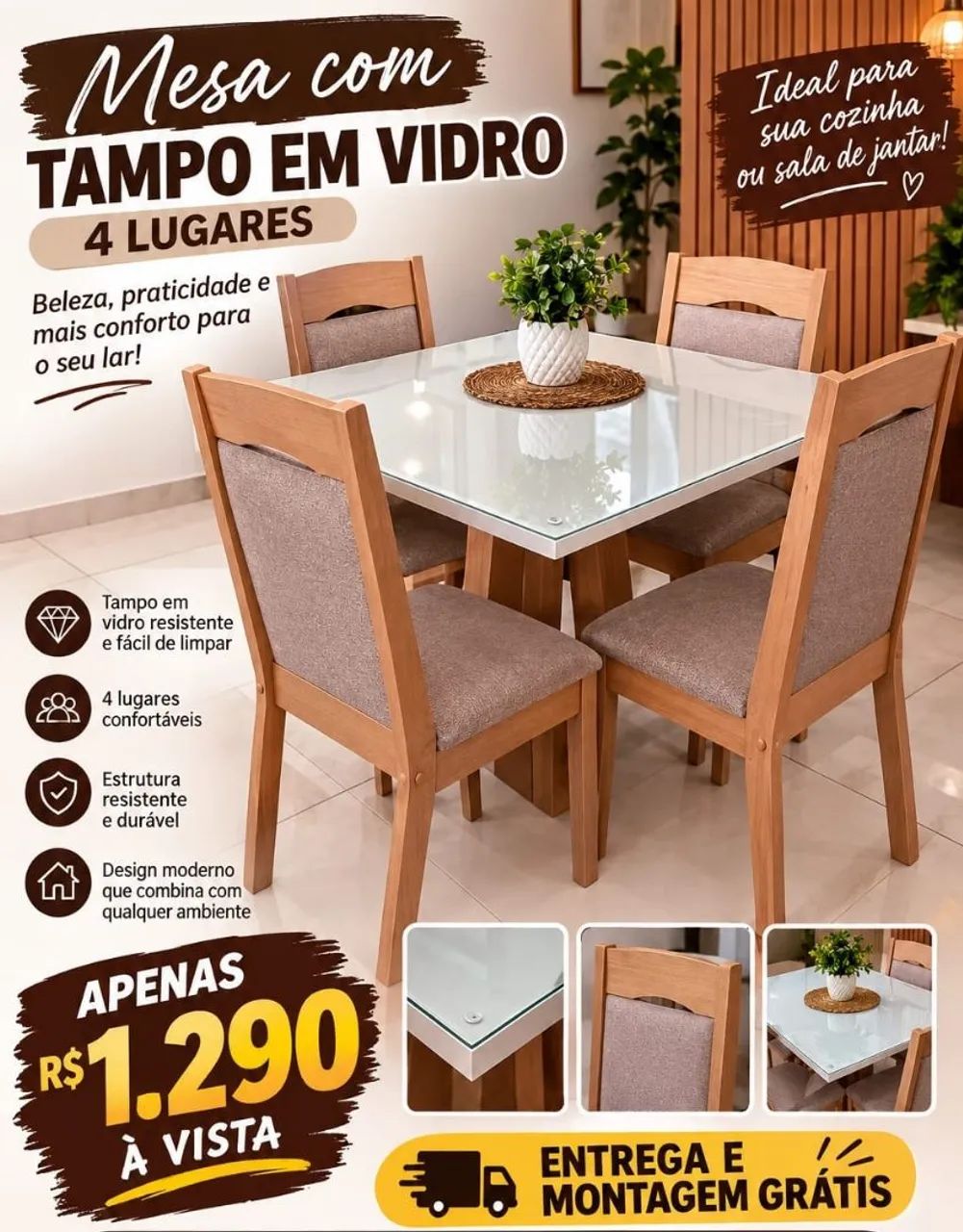 Super Promoção de Conjunto de Mesa 4 cadeiras!!
