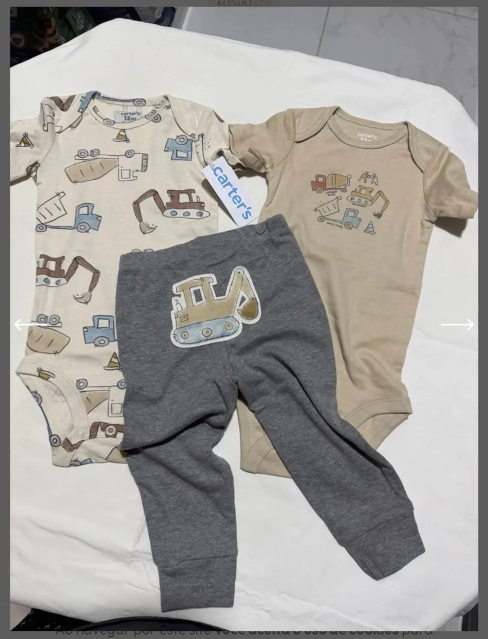 Kit 2 Bodies E 1 Calça Carters 12 Meses - Foto 2