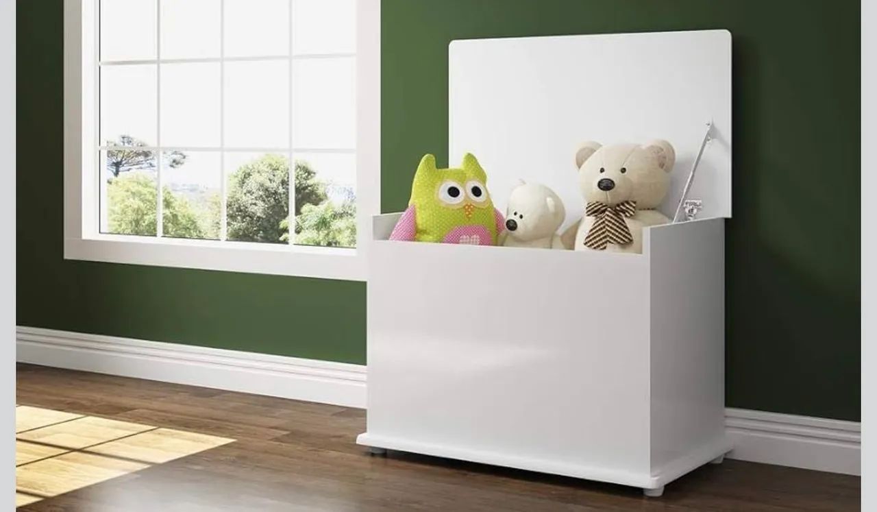 Baú para brinquedos em mdf branco  - Foto 3