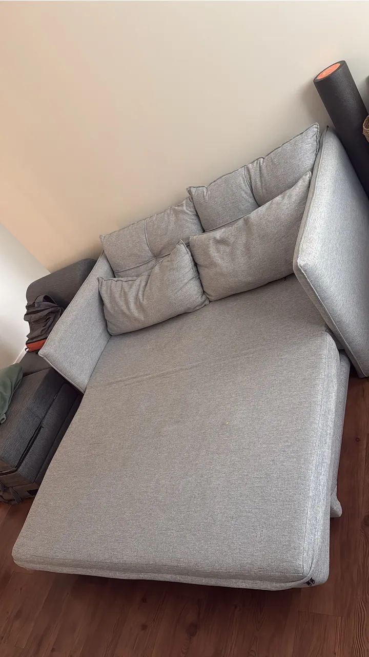 Sofá Cama linho Cinza Ortobom - 2 lugares