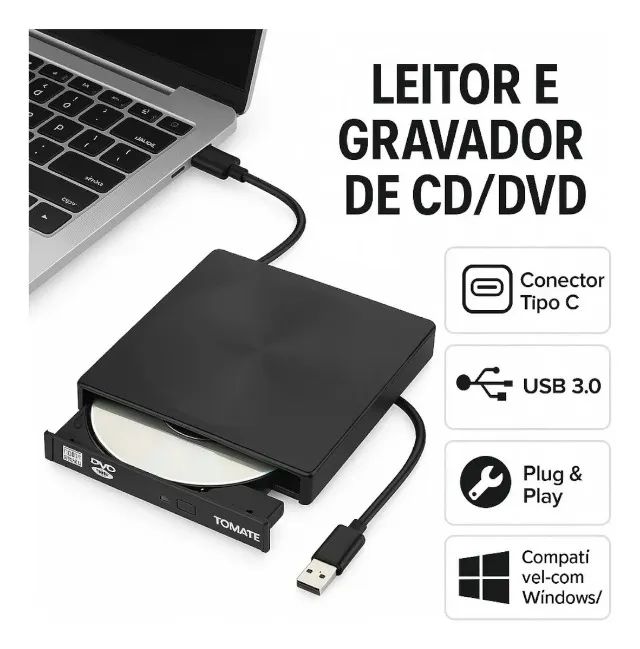 Leitor de CD ROM e DVD Externo - Foto 2
