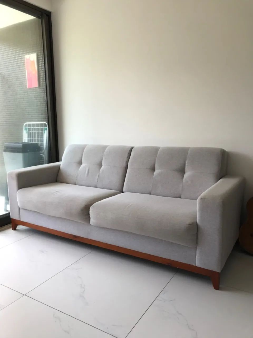 Sofá 3 Lugares Herval Linho Cinza