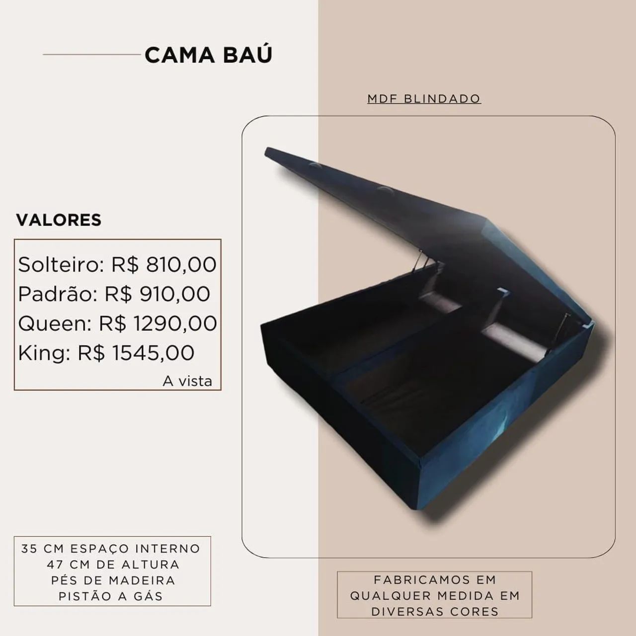 Tamanhos de cama box baú, diversas cores!  - Foto 3