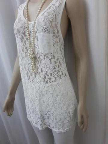 Camisa Regata seda com renda - Foto 2