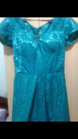 Vestido longo de renda forrada. - Foto 3