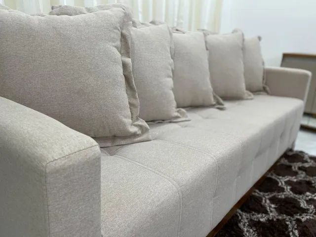 Sofá Cama Casal  2.10m - Bege Linho l8 Molas Bonnel  - Foto 5