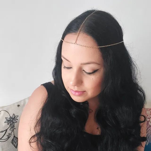 Acessório De Cabelo Tiara Head Chain Delicado Dourado - Foto 5
