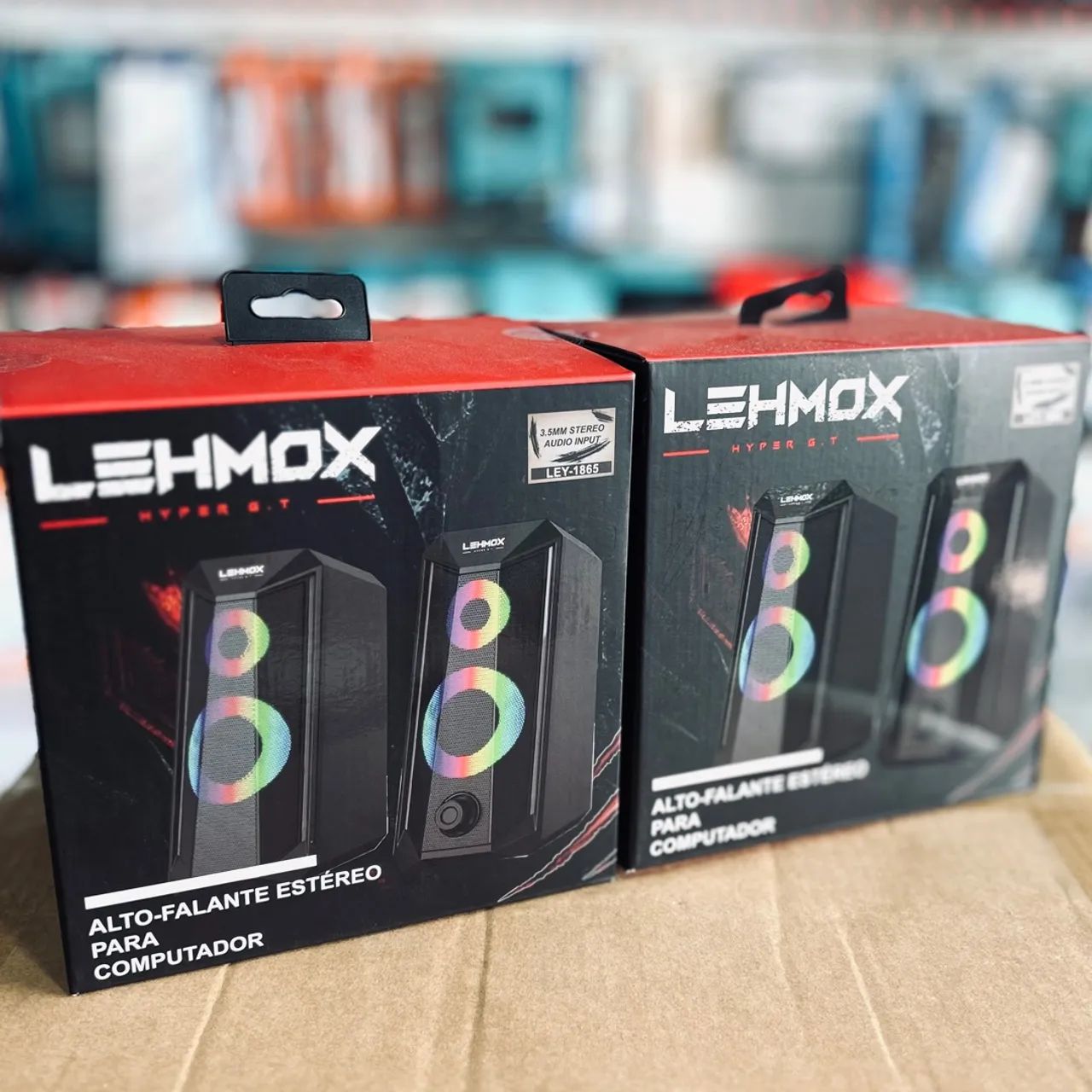 Caixa de Som Lehmox Para Pc - 2 Alto Falantes Led 