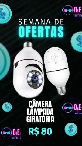 Câmera lâmpada wi-fi sem fio IP 360 giratória! Com desconto para pagamentos à vista.
