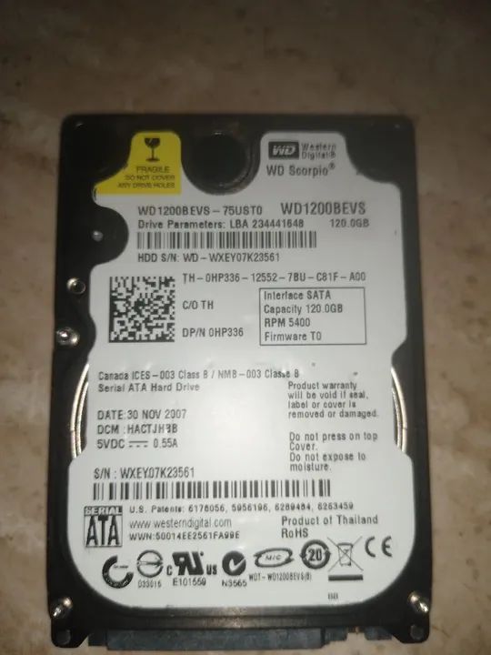 HD sata para notebook 120 GB funcionando normalmente 70 reais  - Foto 5
