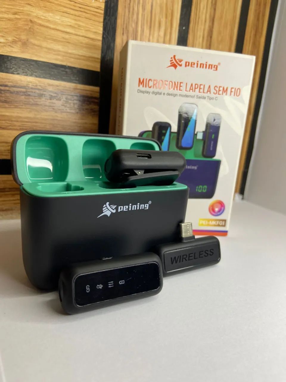 Microfone de Lapela Duplo sem Fio PEI-MKF01 Peining