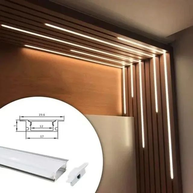 Perfil de LED Embutir e Sobrepor Aluminio - Foto 3