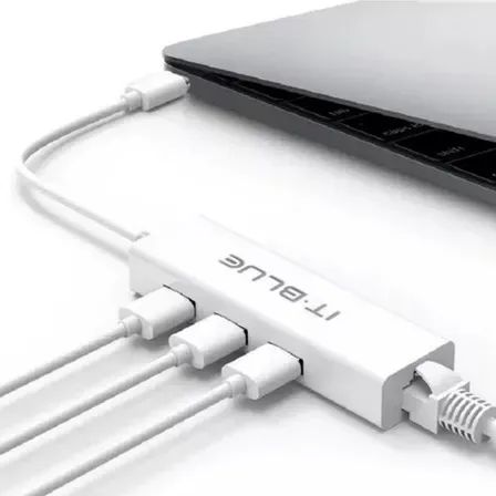 Adaptador Tipo-C 3.1 / Hub 3 Portas Usb + Rj45 Gigabit It-blue Le-5575