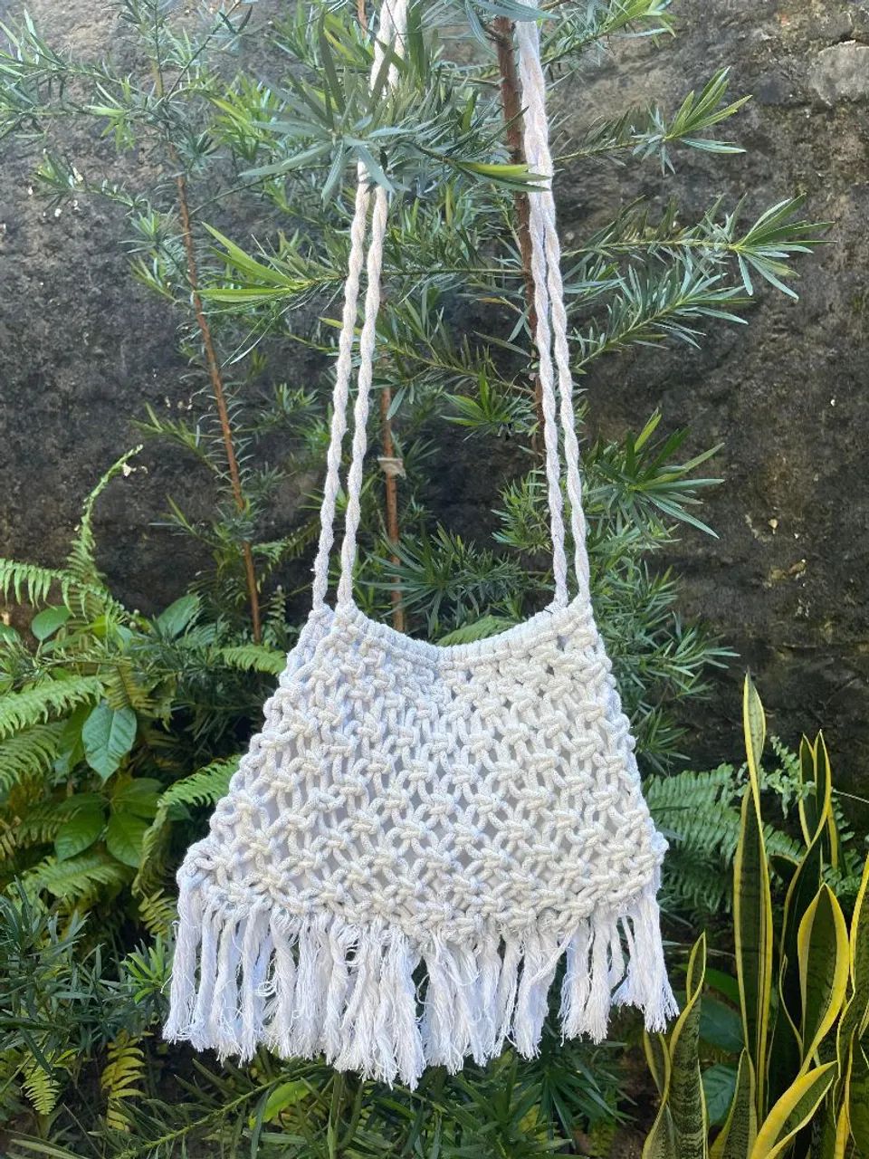 Bolsa de ombro em macramê artesanal - Foto 2