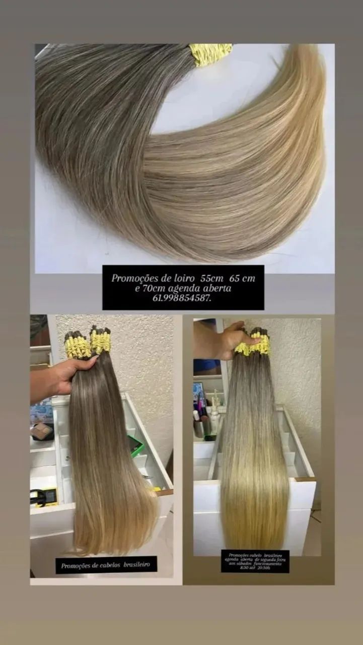  Cabelo loiro brasileiro 55cm, 65cm e 70cm - Foto 5