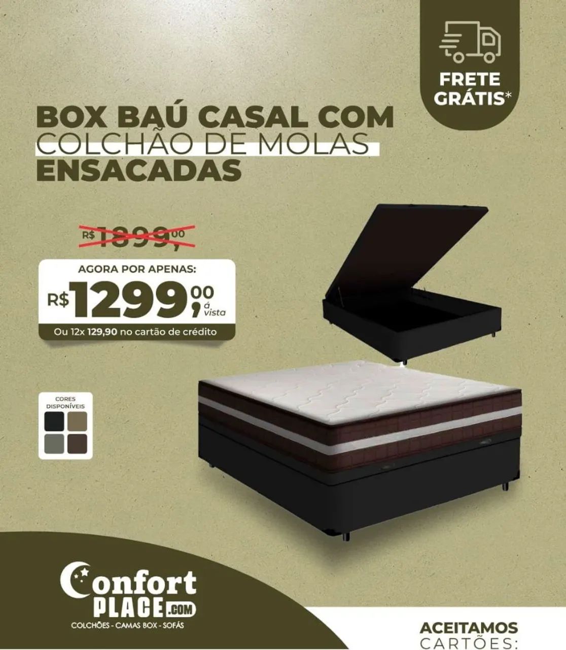 Box Baú Casal com Colchão de Molas Ensacadas