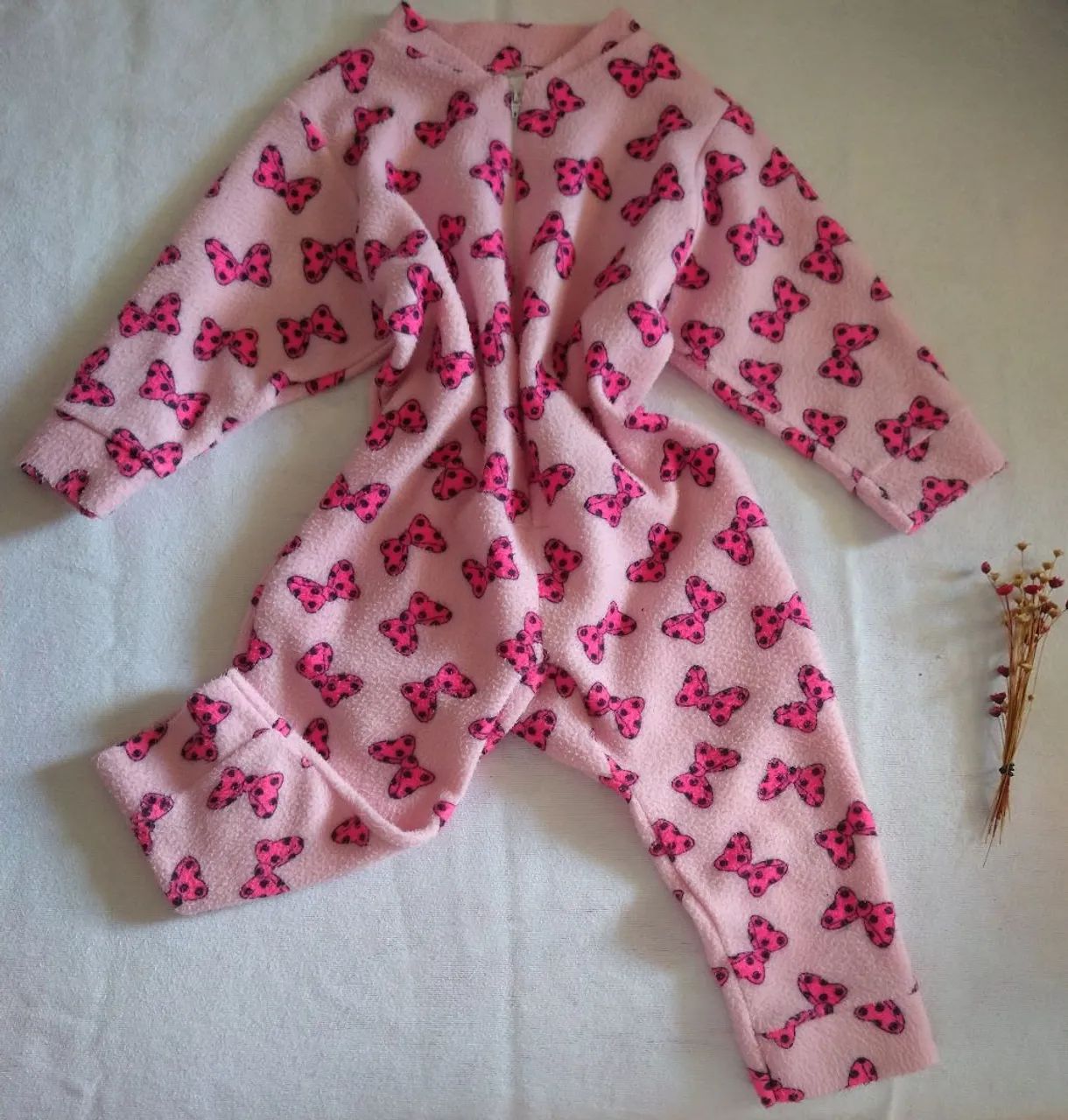 Macacão Pijama Infantil menina veste 2 anos tecido soft quentinho. - Foto 3