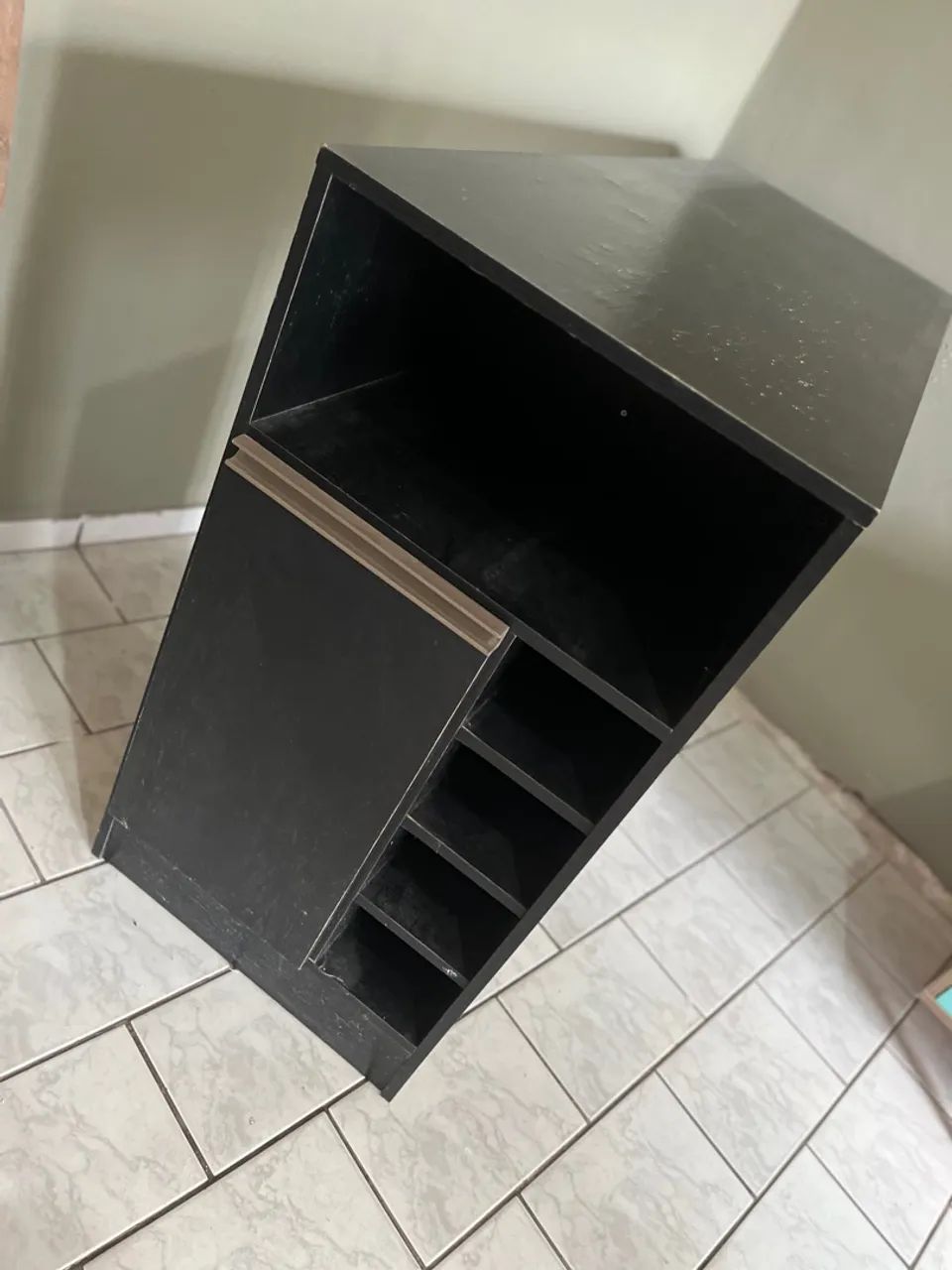 Bancada Balcão/mesa de Cozinha com Adega e 1 Porta Multimóveis Mp2144 Preto Preto - Foto 3