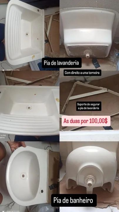 Pias de Lavanderia e Banheiro - Semi novos 