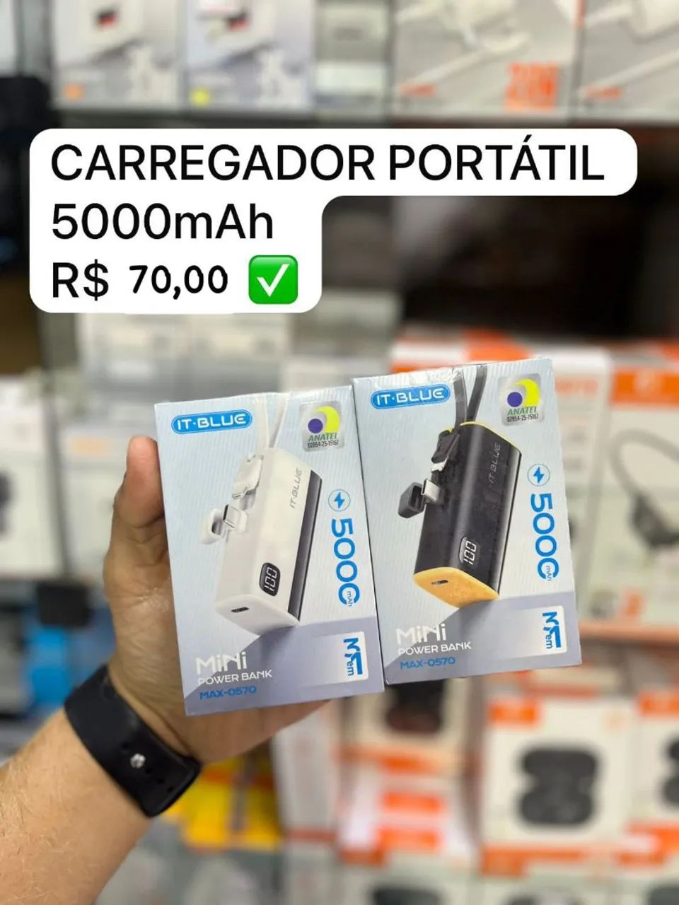 Carregador portátil Power Bank IT-Blue 5000mAh com Display - ENTREGA EM SÃO LUÍS E REGIÃO