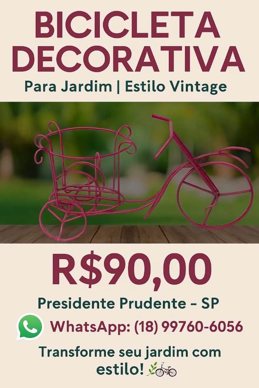 Bicicleta Decorativa Vintage para Jardim