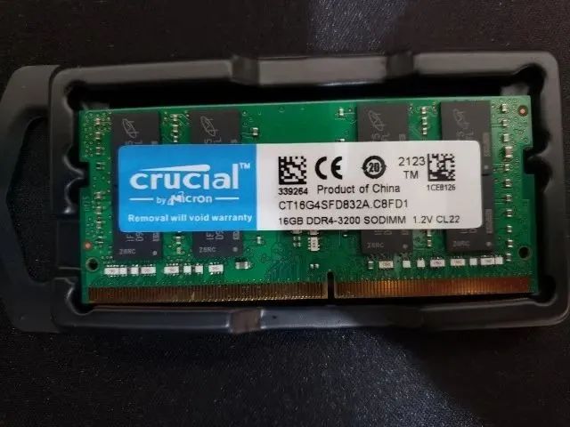 Memória RAM p/ notebook Crucial DDR4 16Gb 3200Mhz