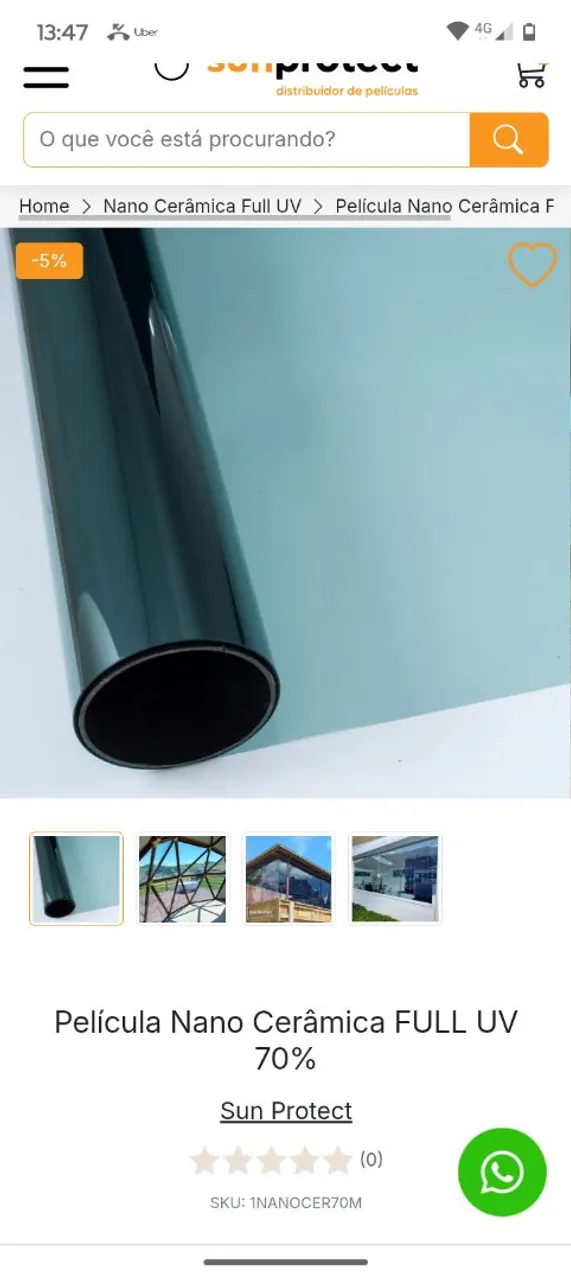 Película Nano Cerâmica 70% FULL UV Sun Protect
