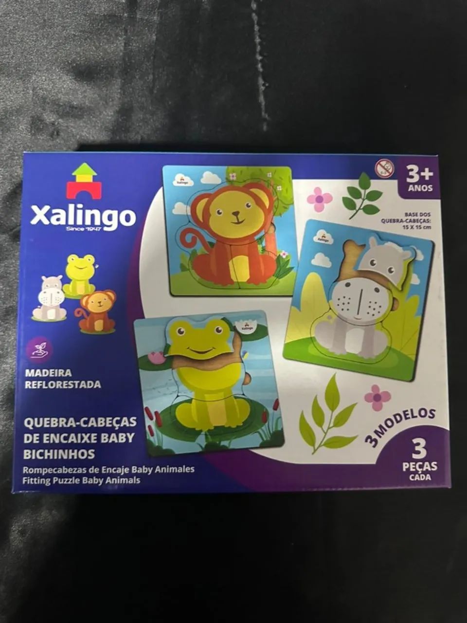 Xalingo Quebra Cabeça De Encaixe 3 Peças Cada Baby Bichinhos - Foto 2